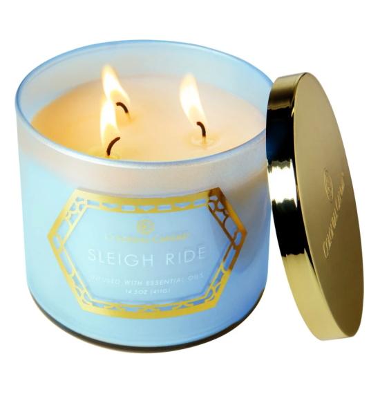 Bougie 3 mèches SLEIGH RIDE Colonial Candle