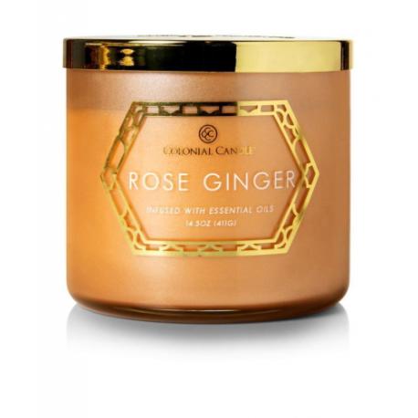 Bougie 3 mèches ROSE GINGER Colonial Candle