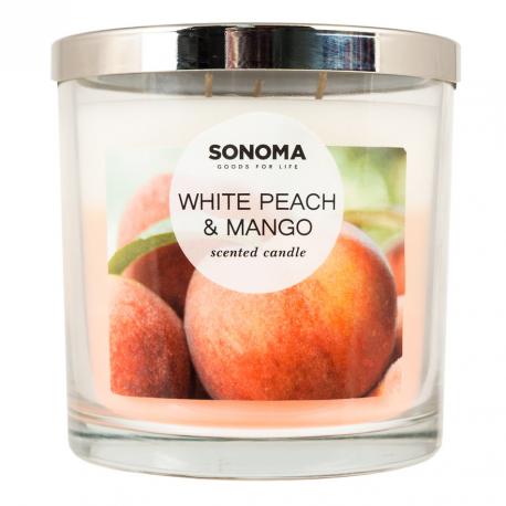 Bougie parfumée 3 mèches WHITE PEACH & MANGO Sonoma candle US USA